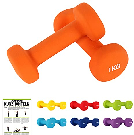MSPORTS Hanteln Set Premium 0,5-5 kg Kurzhanteln Paar inkl. Übungsposter und Workout App - Calisthenics Equipment | 1 kg - Hantelset