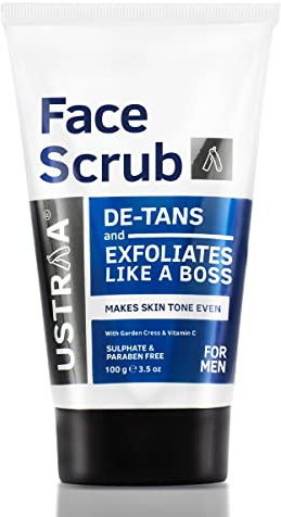 Ustraa Face Scrub De-Tan, 100g Schaum für Männer, entfernt tote Hautzellen, entbräunt den Hautton, Gesichtspeeling