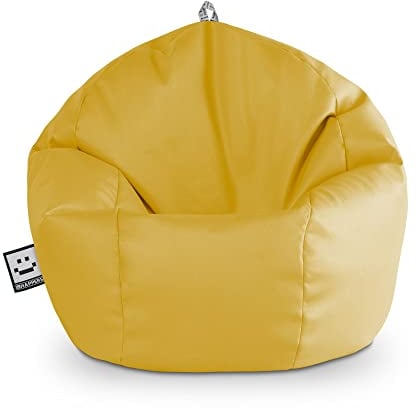 Happers Sitzsack aus Kunstleder, innen Senf