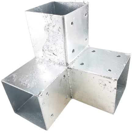 Gartenwelt Riegelsberger Holzverbinder 3-Wege Eckmodell aus Stahl verzinkt Pfostenverbinder für Pfosten 90x90mm Schaukelverbinder 90°