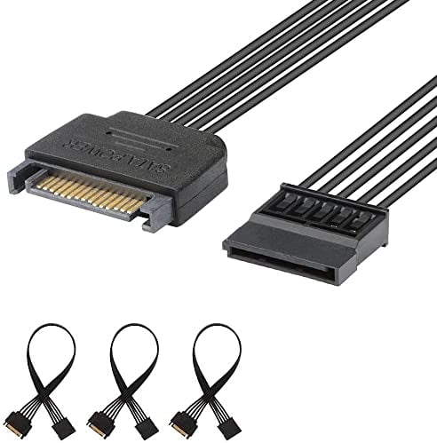 J&D - Cavo di prolunga SATA a 15 pin (3 pezzi) da maschio a femmina, 10, nero (confezione da 3)