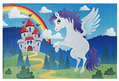Lovely Kids Kinderteppich Schloss mit Weißen Pferd- Spielteppich, Kinderzimmer, Größe Teppiche:160 x 100 cm