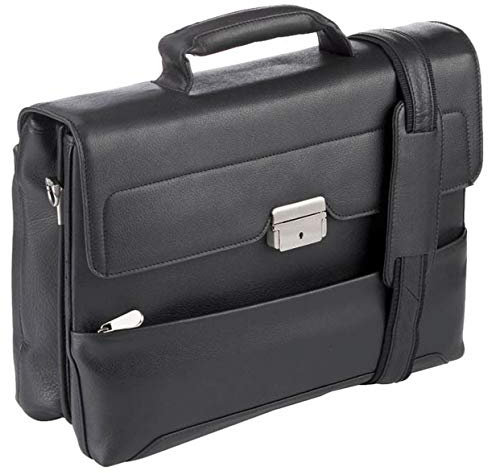 Arbeitstasche Aktentasche Umhängetasche Tasche Leder 40x29x18cm Schwarz Dermata Bowatex