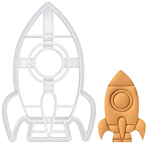 BAKERLOGY Rocket Cookie Cutter - Detailed Biscuit Cutter Design for Baking and Crafts, Ideal on Fondant, Dough, Clay