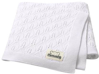mimixiong Babydecke - 100% Babydecke Baumwolle - atmungsaktive Baby Decke - Kuscheldecke Baby Geschenk Junge & Mädchen (Weiß)