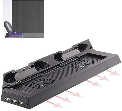 SureShop PS4 Vertical Base Playstation 4 Support Controller Charging Dock Cooling Fans