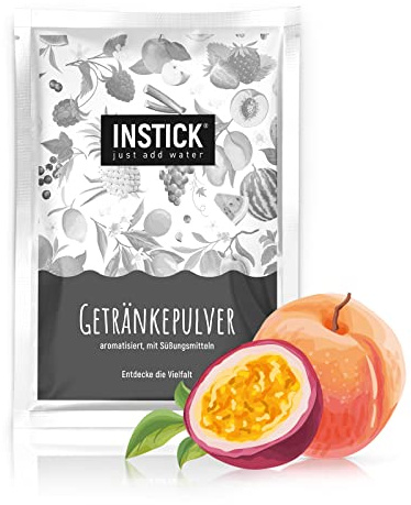INSTICK Zuckerfreies Instant-Getränk (Pfirsich-Maracuja) – 1 Packung für 18 L – Veganes Getränkepulver Kalorienarm & Vitamin C – Instant-Pulver