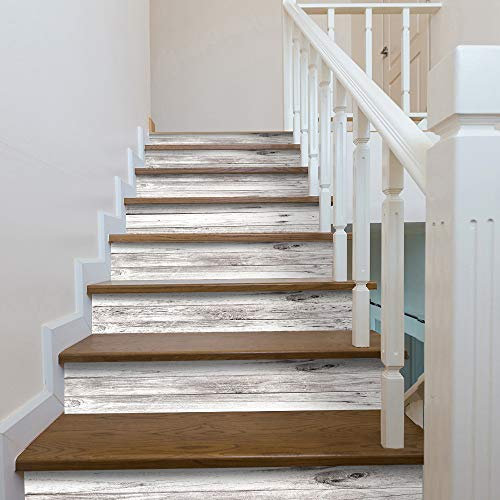 Funlife 14 Stück Selbstklebende Treppenaufkleber für treppe, abziehen und aufkleben Treppenaufkleber für Home Office Treppenstufen Dekoration, Holzmaserungen