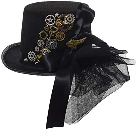 COSDREAMER Steampunk-Hut für Damen und Herren, Gothic-Stil, 60 cm, Schwarz 8