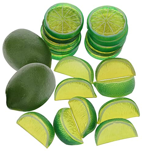Woration 20-teiliges künstliches Obst-Set Künstliche Grüne Zitrone & Scheiben Blöcke Dekoration Lebensechtes Lebensmittelmodell