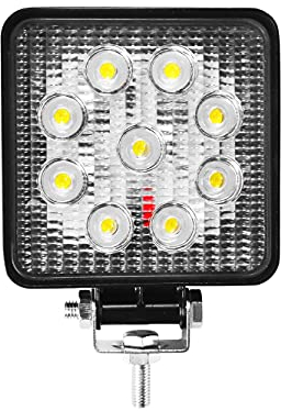 HOALTE quadratische Arbeitsleuchte 27W, 9x3W, 12 / 24V, Halogen, Suchscheinwerfer, Long-Range, für Baumaschinen, Offroad, Garage, Tir, Bus