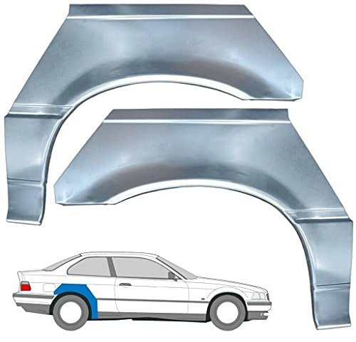 Hinterradlauf-Reparaturblech / Heckflügel, 2 Stück, passend für BMW 3/1990 2000 / E36 Coupe / Cabrio / Stahl unlackiert / für beide Seiten des Autos / Beseitigen Sie Rost in Ihrem Auto.