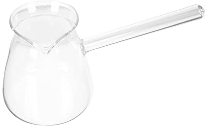 Housoutil Arabic Coffee Pot Glass Turkish Coffee Pot with Handle, Milk and Butter Warmer, Stovetop Tea Maker Coffee Maker, Heat- Resistance Hot Chocolate Melting Pot, 450ML Greek Coffee Pot