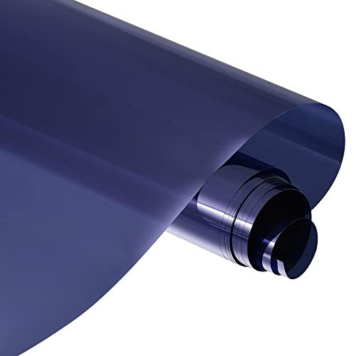 sourcing map Window Film Sun Light Blocking Privacy Film One Way Glass Covering Film Protection 9.84ftx1.64ft Dark Blue for Home Office