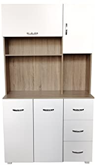 HTI-Line Küchenschrank Blanca Küchenbuffet Sonoma Weiß 100 x 180 x 40 cm (BxHxT) für Küche und Esszimmer