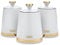 Tower T826131WHT Cavaletto Set of 3 Storage Canisters for Coffee/Sugar/Tea, Steel, White and Champagne Gold