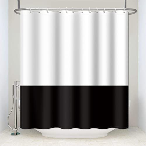 SDOTPMT 105x160cm Weiß Schwarz Duschvorhang Einfach Thema Badevorhang Klassisch Traditionelles Badewanne Vorhang Stoff Polyester Wasserdicht für Badezimmer mit Haken