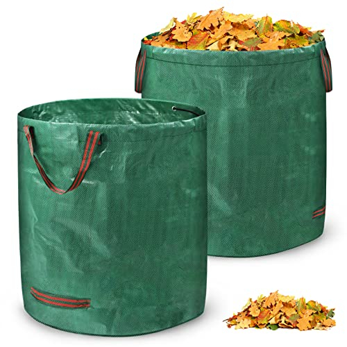 NAIZY Gartensack 2 Stück 272L Gartenabfallsack Stabil PP 150g/m² Gartensäcke Grünabfall mit Griffen Laubsack Reißfest Wiederverwendbar Gartensäck Multifunktionale Laubsäcke