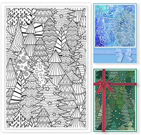 GLOBLELAND Christmas Pine Forest Hintergrund Klare Briefmarken für DIY Scrapbooking Dekor Winter Comic Pine Trees Transparente Silikonstempel zum Erstellen von Karten Fotoalbum Dekoration