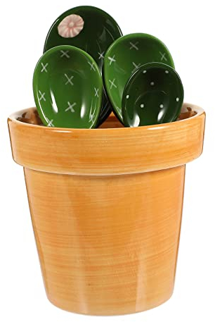 1 Set Misurino Di Cactus Cucchiaino Figurina Di Cactus Misurini Cactus Con Supporto Misurazione Cucchiaio Graduato Da Cucina Utensile Cucina Latte Abito Attrezzo Liquido Ceramica