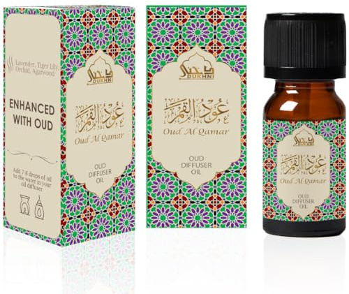Oud Al Qamar Diffuser Oil by Dukhni | 3x10ml Oud Essential Oil for Home | Orchid, Lavender Essential Oil for Electric Burner, Oil Diffuser & Humidifier | For Aromatherphy, Candle Making | Muslim Gift