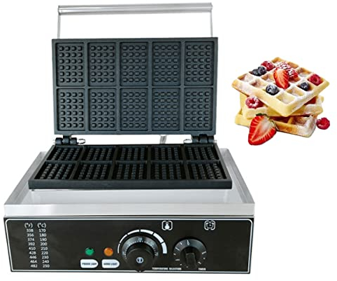 Gofrera 1550W Sandwichera, Gofrera Belga Antiadherente de 5 Recubiertas con Antiadherente, Control de Temperatura, Acero Inoxidable & Asa Fría al Tacto, Luces Indicadoras, para Familia