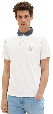 TOM TAILOR Herren 1038533 Poloshirt mit Brusttasche, 10332-Off White, M