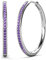 YOURDORA Creolen Ohrringe Damen Silber 925 Groß Kreis 2.5cm mit Bunte Steine Schmuck (Amethyst, Silber rhodiniert)