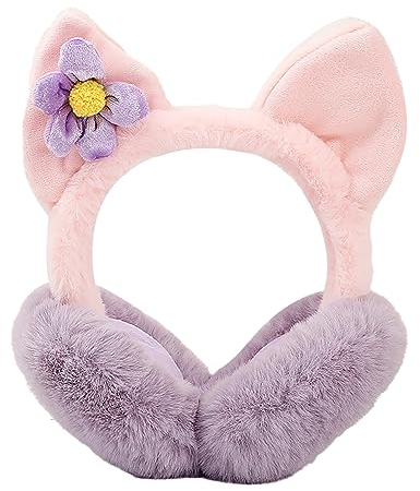 Oreilles de chat mignon Design Cache-oreilles Cache-oreilles doux et chauds Cache-oreilles en peluche d'hiver Cache-oreilles pliables Chapeaux Accessoires d'hiver Filles Femmes Chaud (Violet)