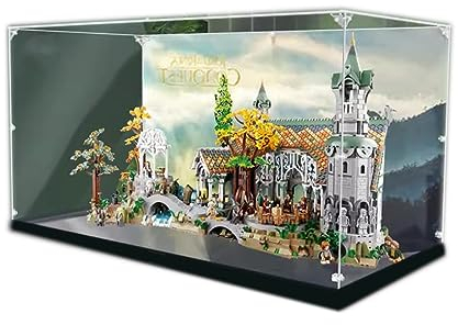Acryl-Vitrine für Lego Icons Der Herr der Ringe: Rivendell 10316 - Vitrine, Schützen und Dekorieren Sie Ihr Modell mit staubdichter Aufbewahrung (Hintergrund D (80 x 40 x 42))