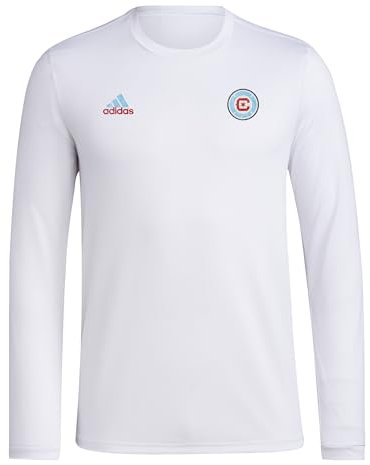 adidas Men's Chicago Fire MLS Long Sleeve T-Shirt Chicago Fire MLS Long Sleeve T-Shirt, White/Opulent Garden, M