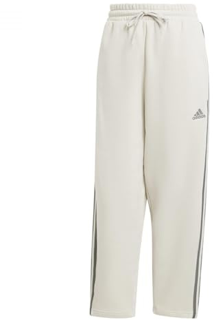 adidas Women's Essentials 3-Stripes Open Hem Fleece Pants, Alumina, XL