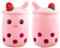 Aiuidun Bubble Tea Kuscheltier,Boba Stofftier Plüschkissen Spielzeug Weiches Umarmungskissen Geschenk für Kinder Mädchen Jungen(Rosa-Runde Augen,35cm)