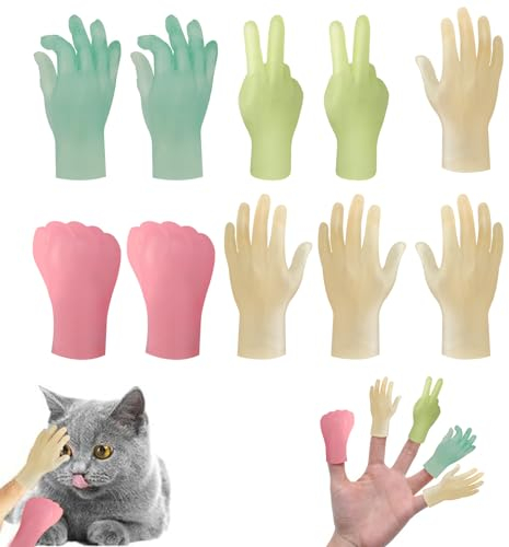 RAFIYU Kleine Hände Fingerpuppe Set, 10 Stück Mini Finger Verfärbung im Sonnenlicht, Lustige Minihände für Geburtstagsfeiern Haustiere Katzen Spiele Party