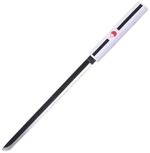 Mini Katana Sasuke Uchiha Weiß/Schwarz - Samurai Schwert - Ninja Cosplay Fasching Kostüm Deko Training Rollenspiele Sammler Outdoor Freizeit Hobby