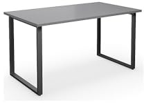 Kaiser + Kraft Mehrzwecktisch Duo-O | Gerade Platte, Tiefe 800 mm, Breite 1400 mm, lichtgrau / schwarz