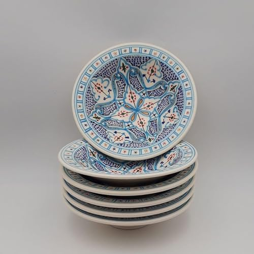 Lot de 6 assiettes Tebsi Marocain turquoise - D 23 cm
