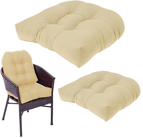 Sitzkissen für den Außenbereich, 2 Stück, 48,3 x 48,3 cm, weiche, atmungsaktive Korbkissen, solide Kissen, Bequeme elastische Polster für Terrassenstühle, Khaki