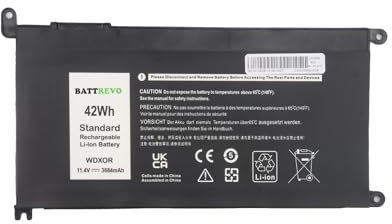 BATTREVO WDXOR Batterie pour Dell Inspiron 13 5368 5378 5379 7368 7378 Inspiron 14-7460 Inspiron 15 5565 5567 5568 5578 7560 7570 7579 7569 P58F Inspiron 17 5765 5767 FC92N 3CRH3 T2JX4 WDX0R