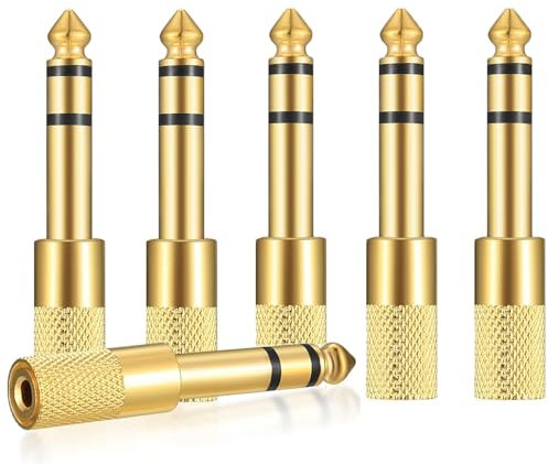 Greluma 6 pz connettore adattatori per cuffie stereo da 3,5mm femmina a 6,35mm,spina jack maschio da 1/8'' a 1/4'' per cavi microfono altoparlante chitarra