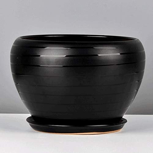 ASumPio with Bamboo Trays Full Pattern Ceramics Flower Pots Raised Serial Planter Pot Style Cactus Planter Decorative Container for Succulent Plant (Style 1 L)