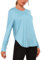 Terecey UV-Shirts Damen Langarm Sportshirt UPF 50+ Sommer Langarmshirt Atmungsaktiv Locker Sport Top Weich Leichtes Funktionsshirt für Yoga Fitness, Blau M