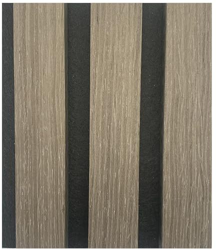 Acoustic Slatted Wall Panel Decorative Slat 3D Timber Oak Natural - 2400mm x 600mm (Sample Grey 10cm)