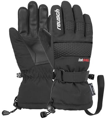 Reusch Connor R-TEX XT Junior warme, wasserdichte, Winddichte und atmungsaktive Winterhandschuhe Fingerhandschuhe Skihandschuhe für Kinder Kids Jugendliche Mädchen und Jungen, schwarz, 4