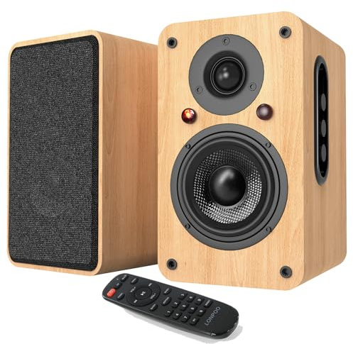 LONPOO Aktivlautsprecher 100W RMS mit 4'' Kohlefaser Tieftöner, Bluetooth Bücherregal-Lautsprecher mit HDMI ARC/Optisch/Koaxial/USB/AUX-Eingang, Fernbedienung, (LP42X)
