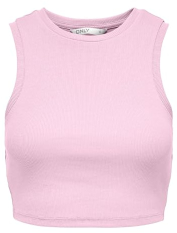 ONLY Onlvilma S/L Cropped Tank Top Jrs Noos Basic Slim Fit Camiseta Mangas para un Estilo sin Esfuerzo, Rosa Lady, M Mujeres