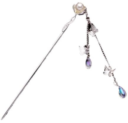 YUBAOLI Horquilla for el Pelo, Palillos for el Pelo, 1 Pieza, Palillos Chinos for el Pelo for Mujer, moños, Borla Decorativa de Mariposa(Gold)