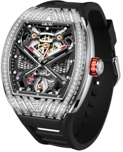 TEINTOP I&W Automatik Uhr Herren Tonneau Skelett Uhren Japanische Bewegung Armbanduhren