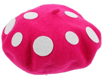 TOYANDONA Baskenmützen Pilzhut Für Erwachsene Pilzplüschmütze Halloween-cartoon-hut Pilzmütze Halloween-party-pilzhut Beanie Gestrickte Kürbismütze Kawaii-hüte Pilzkappe Rosy Wollmischung