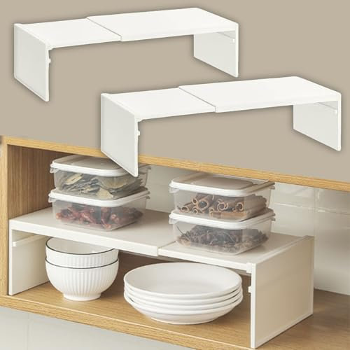 FGXY 2pcs Étagères de Rangement, Amenagement Placard, Cuisine Étagère à Épices, Etagere Extensible, Etagere Rangement Placard, Pour Comptoir de Cuisine, Salle de Bain, Cuisine, Buanderie